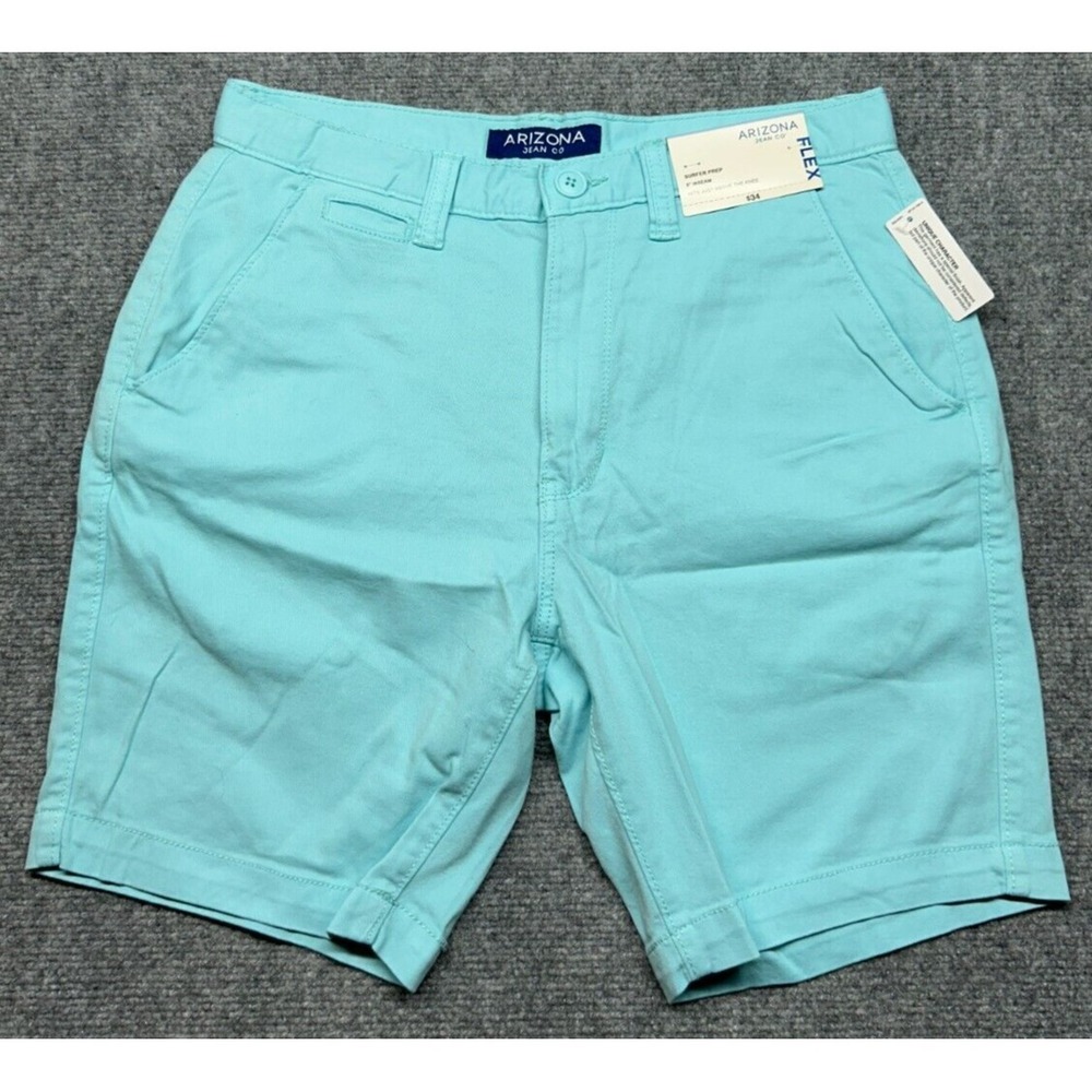 Arizona Jean Co Chino Shorts Mens 31 Angel Blue Flex Surfer Prep Stretch New